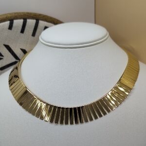 Gold Collar Necklace with Vertical Plates